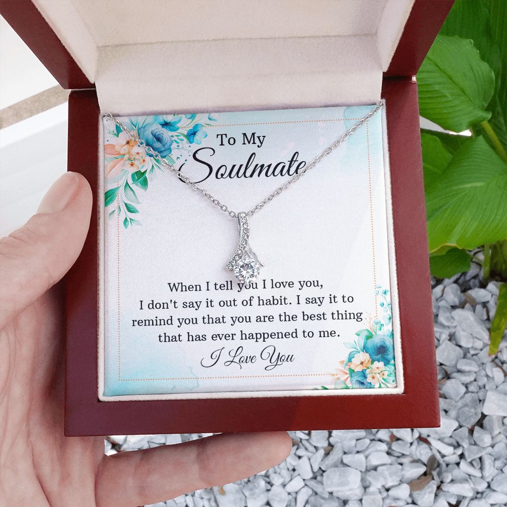 To My Soulmate, To My Wife Necklace, Wife Necklace, Wife Gift, WIfe Gift From Husband, Happy Anniversary, Meaningful Necklace Message Card and Gift Box Styles on Birthday, Christmas, Anniversary Allruing Necklace