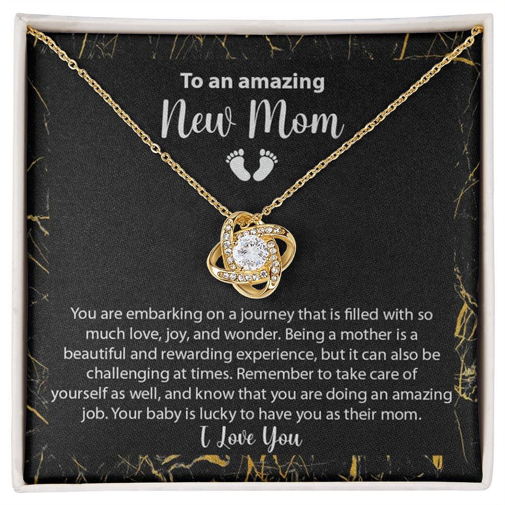 New Mom Gift Jewelry, First Time Mom Gift, Baby Feet Heart Necklace Baby Gift Set, To My Mommy, Gifts for Mom, Baby Shower Gifts, Mommy to be Gifts, Pregnancy Gifts for First Time Moms, Perfect Mother's Day Gift For New Mom LOVE KNOT