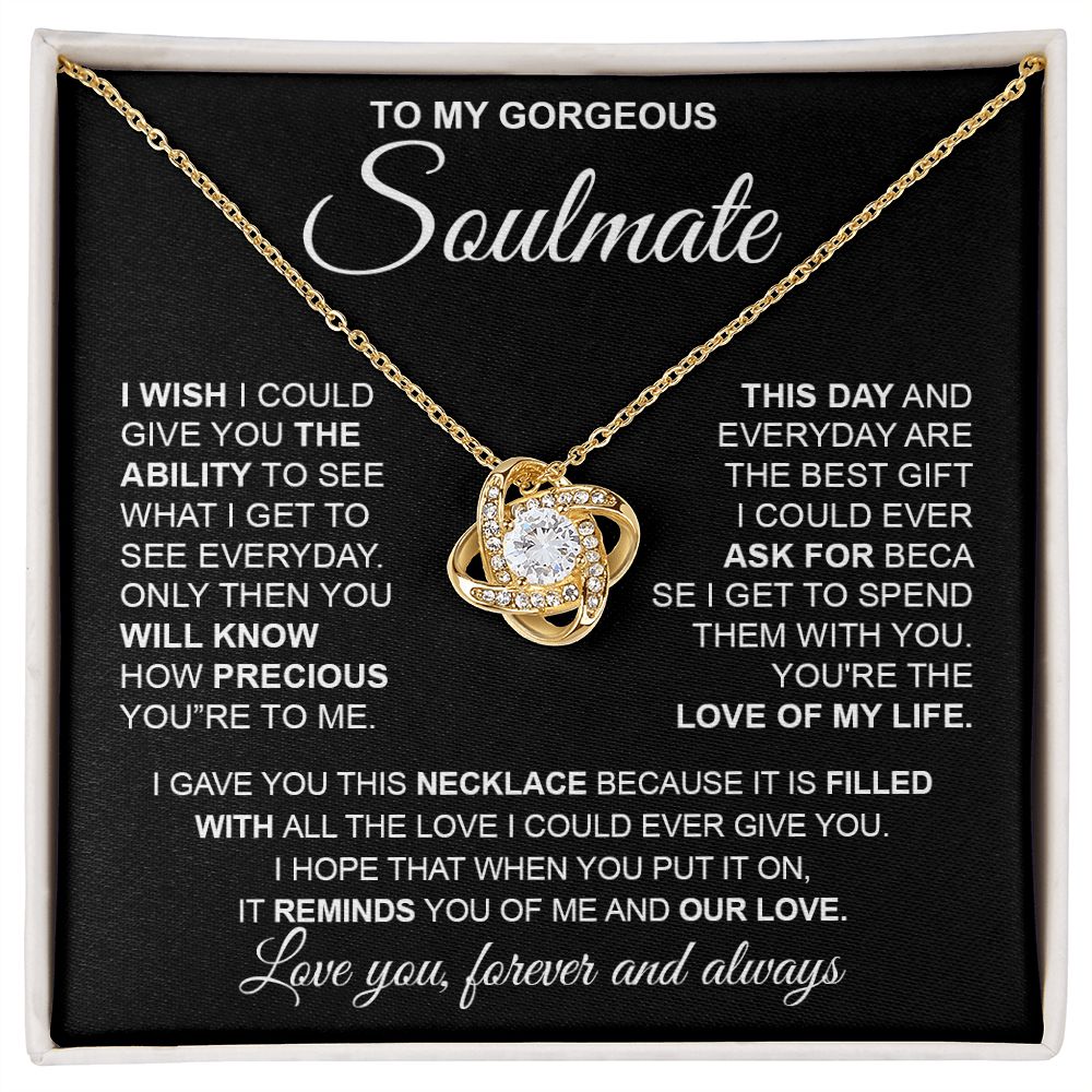 to My Soulmate Necklace from Husband, Necklaces for Wife from Husband, to My Soulmate Necklace for Women, Soulmate Jewelry for Wife Valentine Jewelry Gifts for Wife Birthday Gifts from Husband Love knot Thang
