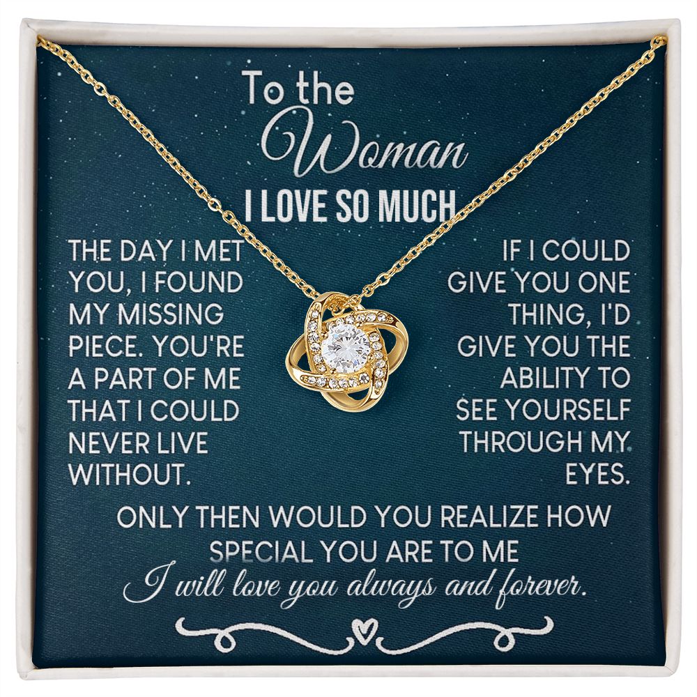 To The Woman Necklace Future Wife Gifts, Promise Necklace For Her, Fiance Gifts For Her, Valentine Birthday Gifts For Future Wife With Message Card Box LED, Soulmate Necklace For Women, To My Wife Necklace Love knot Thang