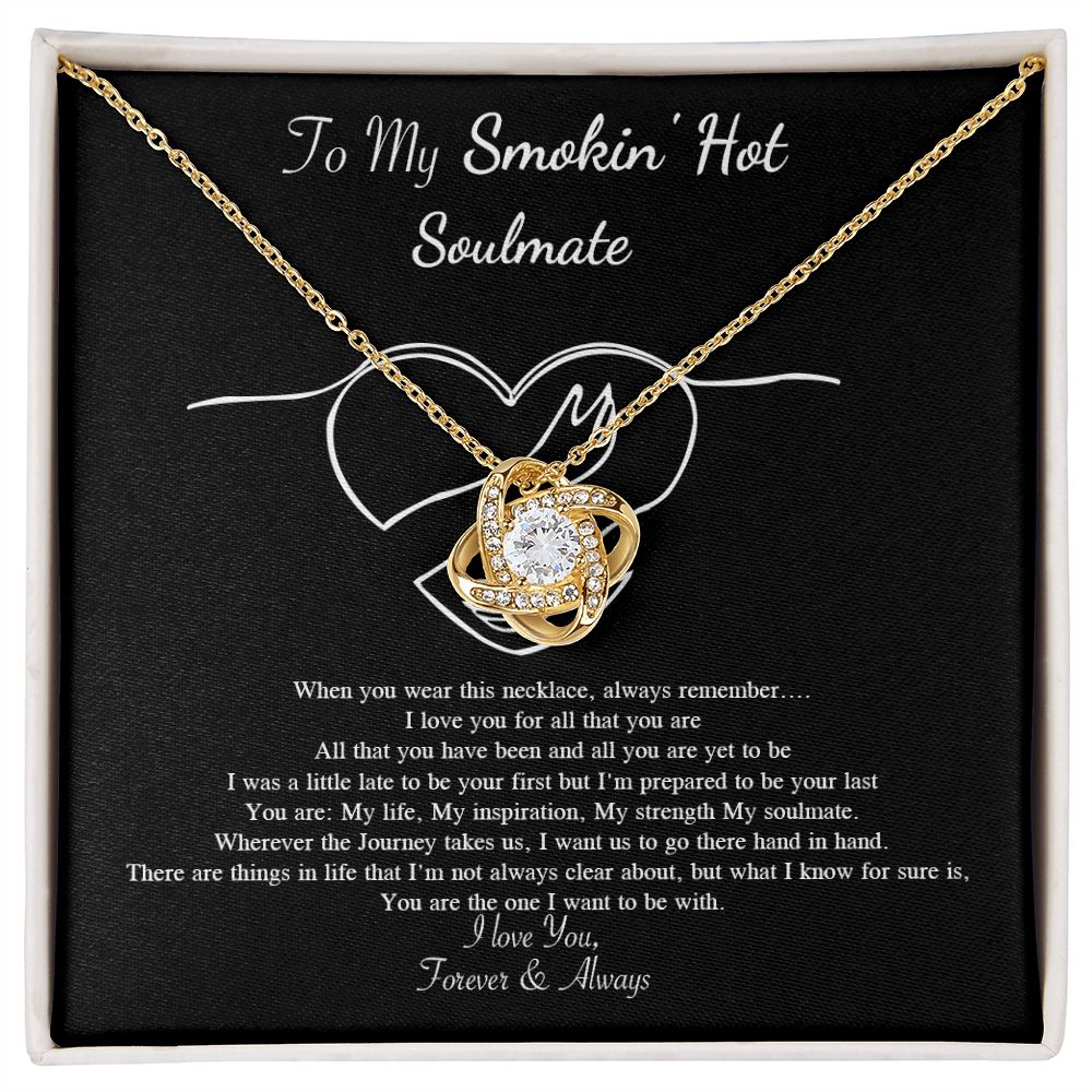 Couples Gifts Necklace To My Hot Soulmate Necklace, Necklace Gifts For Wife From Husband Jewelry Romantic Gifts For My Wife Necklace Custom Name Message Card and Gift Box Styles on Birthday, Christmas, Wedding, Anniversary, Valentine Love knot Thang