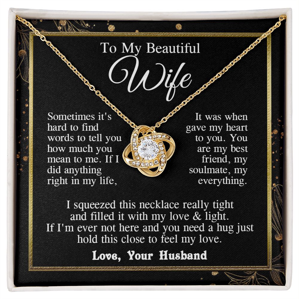 Wife Necklace from Husband, Valentine Romantic Gift for Wife from Husband to My Wife Necklaces for Wife Anniversary Gifts, Wife Jewelry Necklace Message Card and Necklace Gift Box Gift Box Styles on Birthday, Wedding, Anniversary, Valentine Love knot Than