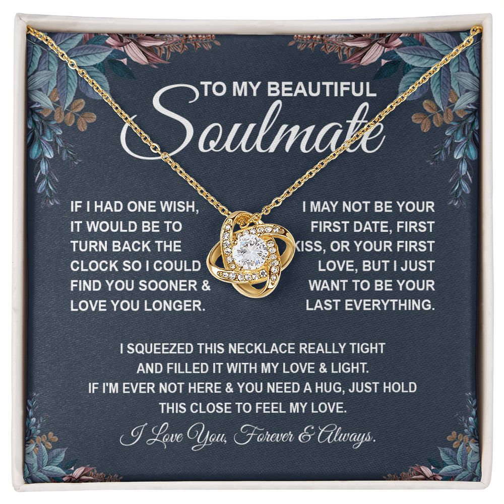 To My Beautiful Soulmate Necklace, Soulmate Jewelry For Women, Wife Necklace From Husband, Soulmate Gifts For Her, To My Future Soulmate Necklace Message Card and Necklace Gift Box Gift Box Styles on Birthday, Wedding, Anniversary, Valentine Love knot Tha