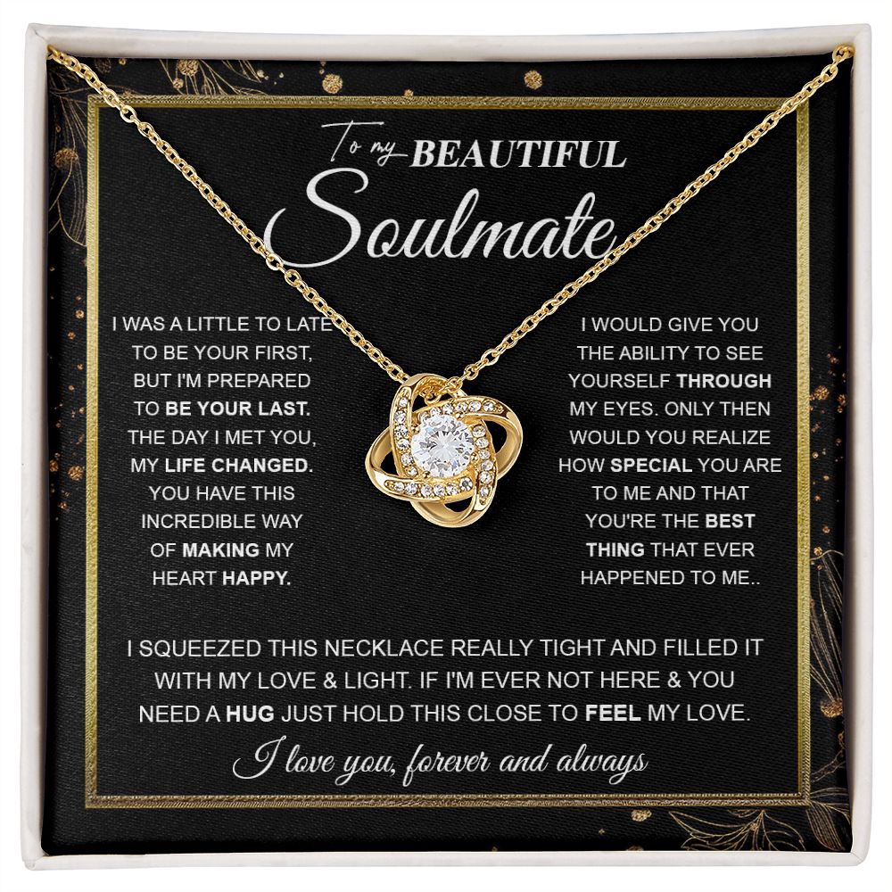 to My Beautiful Soulmate Necklace Future Wife Gifts, Promise Necklace For Her, Fiance Gifts For Her, Valentine Birthday Gifts For Future Wife With Message Card Box LED, Soulmate Necklace For Women, To My Wife Necklace Love knot Thang