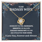 Wife Necklace Gift From Husband To My Badass Wife Pendant Birthday Jewelry with Message Card and Gift Box. Gift for Wife. Necklace Gift Set for Wife Necklace Gifts Box Gift Box Styles Love knot Thang