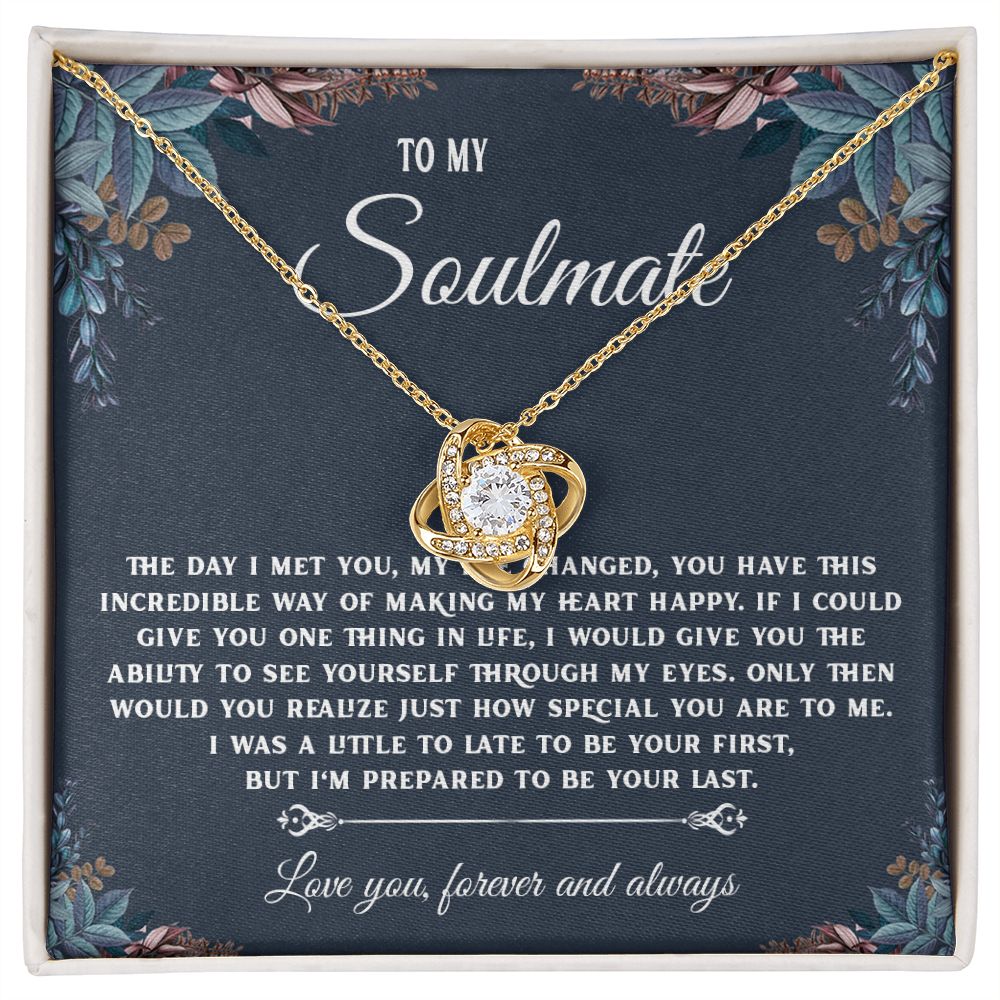 To My Soulmate Necklace Gift, Necklaces For Wife from Husband, Soulmate Necklace to My Beautiful Soulamte, Necklace For Soulmate with Message Card and Necklace Gift Box Gift Box Styles on Birthday, Christmas, Wedding, Anniversary, Valentine Love knot Than