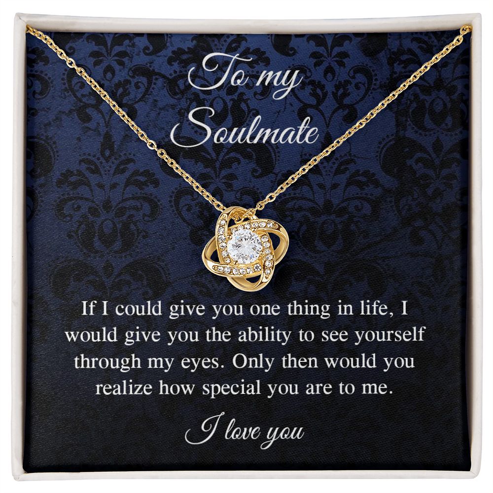 Couples Gifts Necklace To My Soulmate Necklace, Necklace Gifts For Wife From Husband Jewelry Romantic Gifts For My Wife Necklace Custom Name Message Card and Gift Box Styles on Birthday, Christmas, Wedding, Anniversary, Valentine Love knot Thang