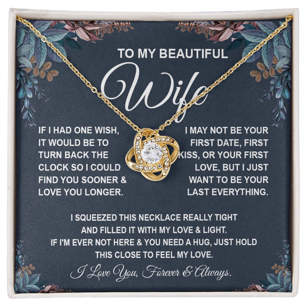To My Beautiful Wife Necklace, Soulmate Jewelry For Women, Wife Necklace From Husband, Soulmate Gifts For Her, To My Future Soulmate Necklace Message Card and Necklace Gift Box Gift Box Styles on Birthday, Wedding, Anniversary, Valentine Love knot Thang