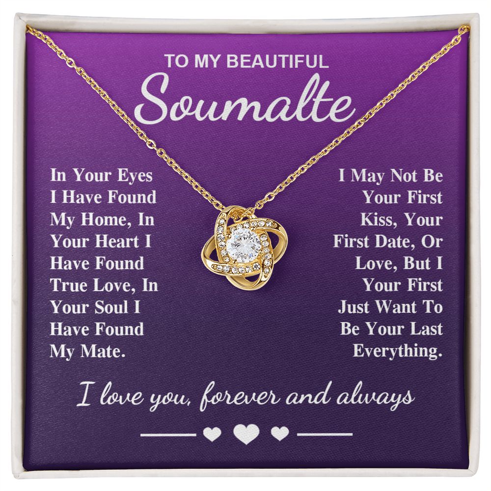 To My Beautiful Soulmate Necklace Gift, Soulmate for Wife Birthday Gifts from Husband, Valentine for Women, Soulmate Gifts, Message Card and Necklace Gifts Box Gift Box Styles on Birthday, Wedding, Anniversary, Valentine Love knot Thang