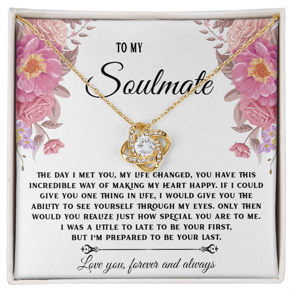 To My Soulmate Necklace, Necklaces For Wife from Husband, Soulmate Necklace to My Beautiful Wife, Necklace For Soulmate with Message Card and Necklace Gift Box Gift Box Styles on Birthday, Christmas, Wedding, Anniversary Love knot Thang