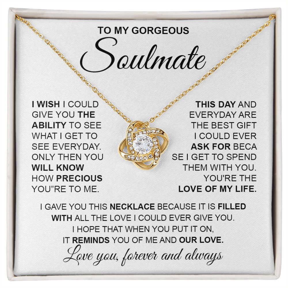 to My Soulmate Necklace from Husband, Necklaces for Wife from Husband, to My Soulmate Necklace for Women, Soulmate Jewelry for Wife Anniversary Jewelry Gifts for Wife Birthday Gifts from Husband Love knot Thang