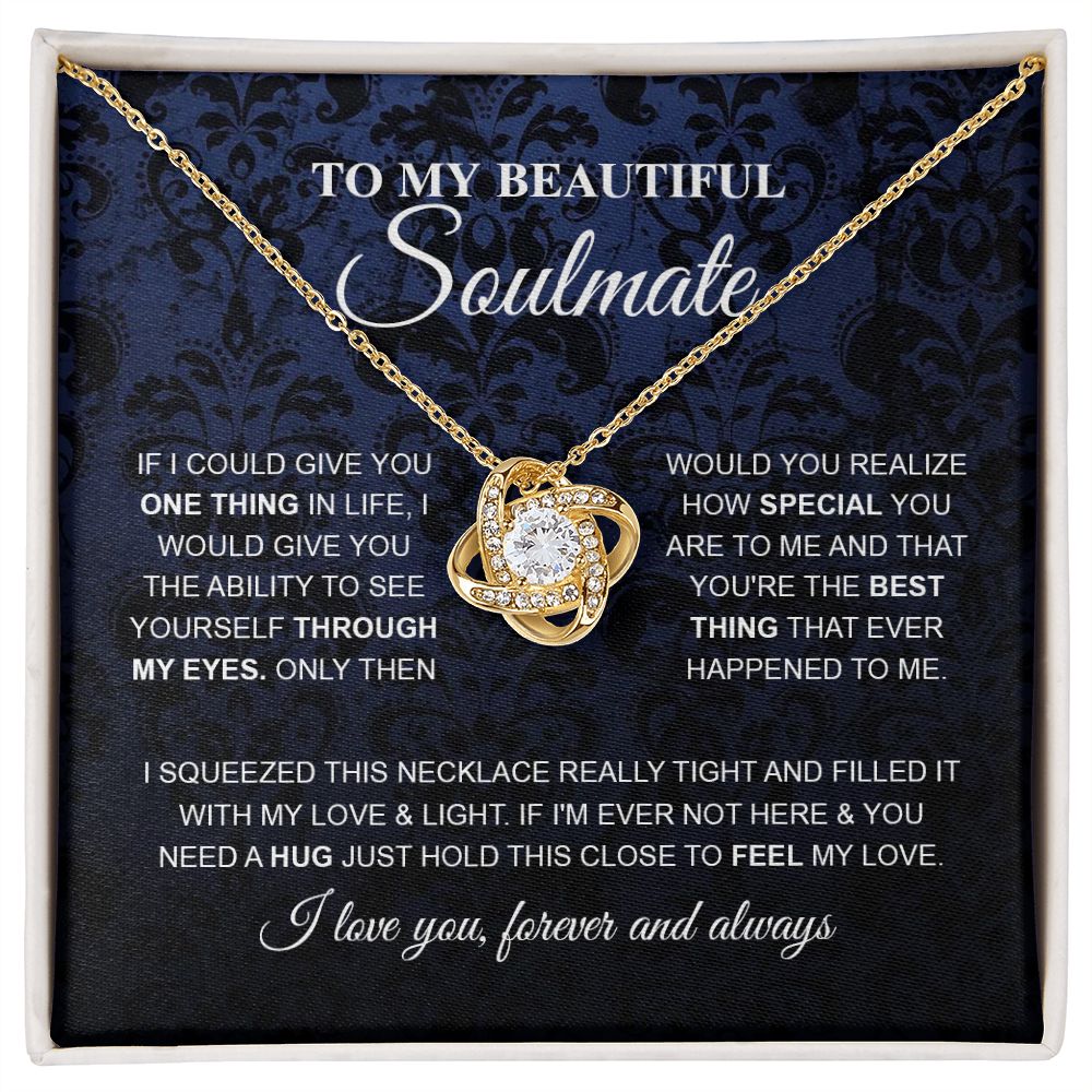 To My Beautiful Soulmate Necklace, Love Necklace for Girlfriend, Soulmate Jewelry, Soulmate Necklace, Future Wife Gift, Necklace for Wife from Husband Necklace Message Card and Gift Box Styles on Birthday, Christmas, Wedding, Anniversary Love knot Thang