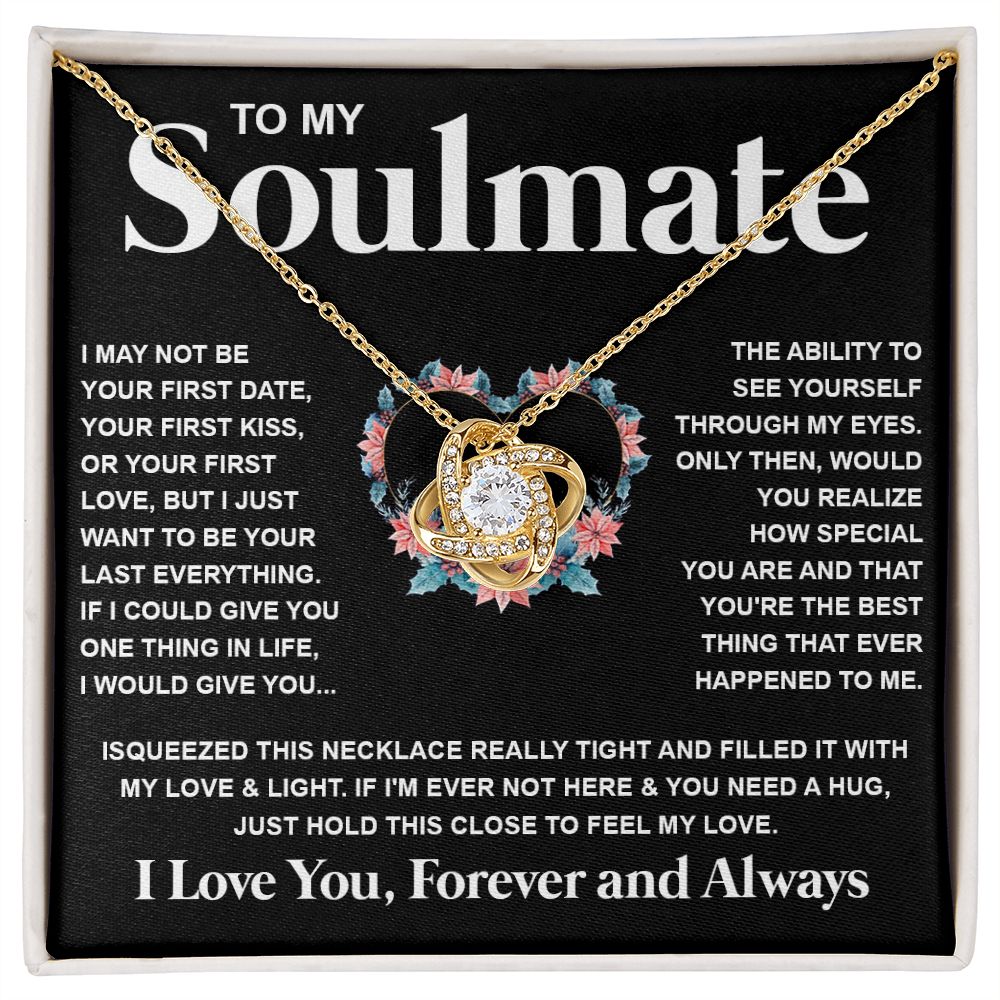 Couples Gifts Necklace To My Soulmate Necklace Birthday Christmas Jewelry Romantic Gifts For My Wife Pendant Jewelry with Message Card and Box Necklaces for Women Valentines Day Happy Anniversary Wedding Present Love knot Thang