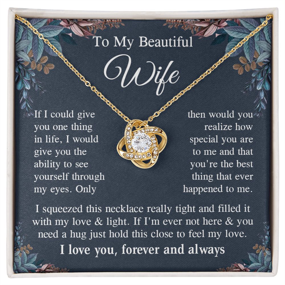 Wife Necklace Gift for Her, Soulmate Jewelry, Necklace for Future Wife, Anniversary Valentine Jewelry for Wife Necklace Gifts from Husband - Soulmate Gift Necklace with Message Card and Gift Box Love knot Thang