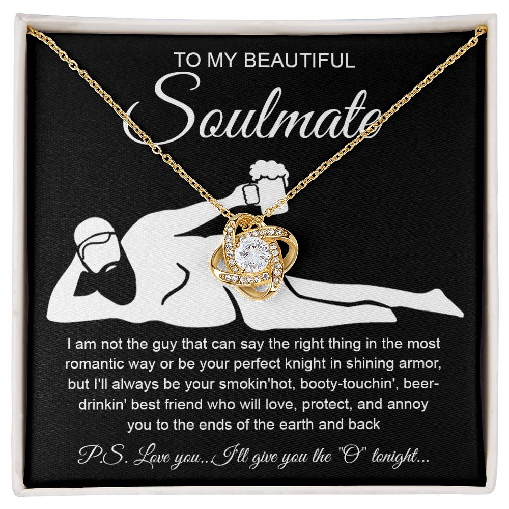 To My Beautiful Soulmate Necklace For Women, Funny Gifts For Girlfriend,Valentine Christmas Presents For Girlfriend, Best Birthday Meaningful Gift Ideas For Wife, Women Romantic Jewelry For Her Anniversary Message Card and Gift Box Styles Love knot Thang
