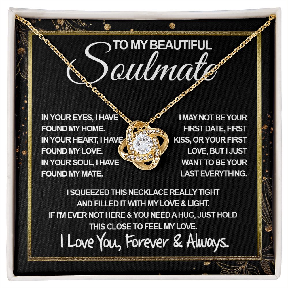 To My Beautiful Soulmate Necklace, Soulmate Jewelry For Women, Wife Necklace From Husband, Wife Gifts Necklace For Wife, Soulmate Gifts For Her, To My Future Wife Necklace Soulmate Love knot Thang
