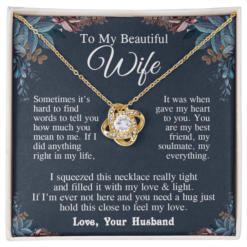 Wife Necklace from Husband, Valentine Romantic Gift for Wife from Husband to My Wife Necklaces for Wife Birthday Gifts, Wife Jewelry Necklace Message Card and Necklace Gift Box Gift Box Styles on Birthday, Wedding, Anniversary, Valentine Love knot Thang