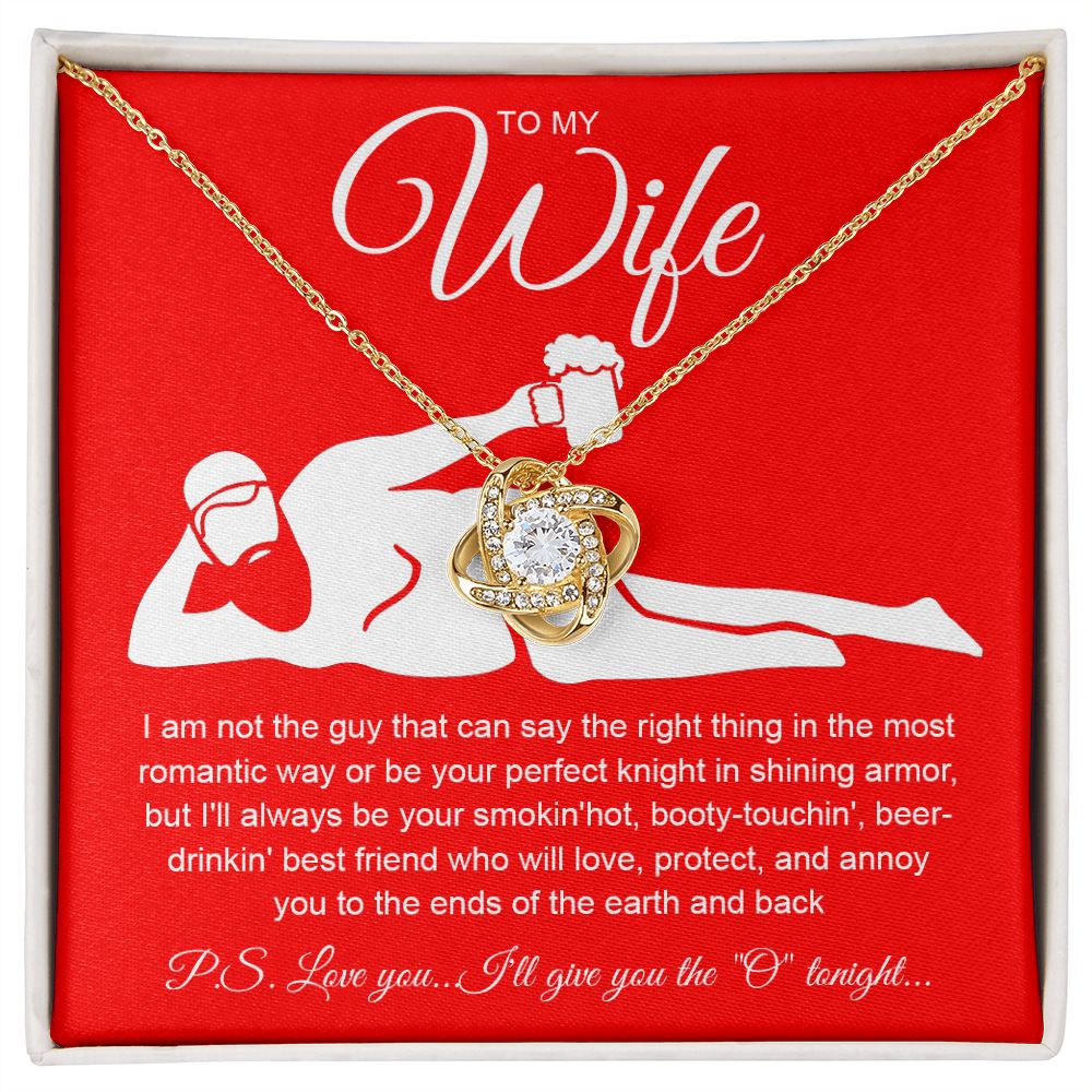To My Wife Necklace For Women, Funny Gifts For Girlfriend,Valentine Presents For Girlfriend, Best Birthday Meaningful Gift Ideas For Wife, Women Romantic Jewelry For Her Anniversary Message Card and Gift Box Styles  Love knot Thang