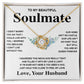 Soulmate Necklace Gift From Husband To My Badass Wife Pendant Valentines Day Anniversary Jewelry with Message Card and Gift Box. Gift for Wife. Necklace Gift Set for Wife Message Card and Necklace Gifts Box Gift Box Styles Love knot Thang
