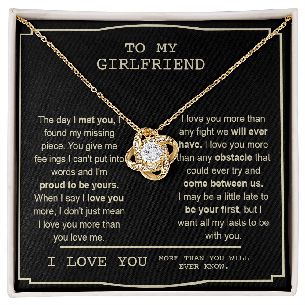 Couples Gifts, To My Boyfriend Necklace Gifts From Husband, Wedding Anniversary Jewelry For Wife From Husband, Necklace Customer Name Message Card and Gift Box styles On Birthday, Christmas, Anniversary Love knot Thang