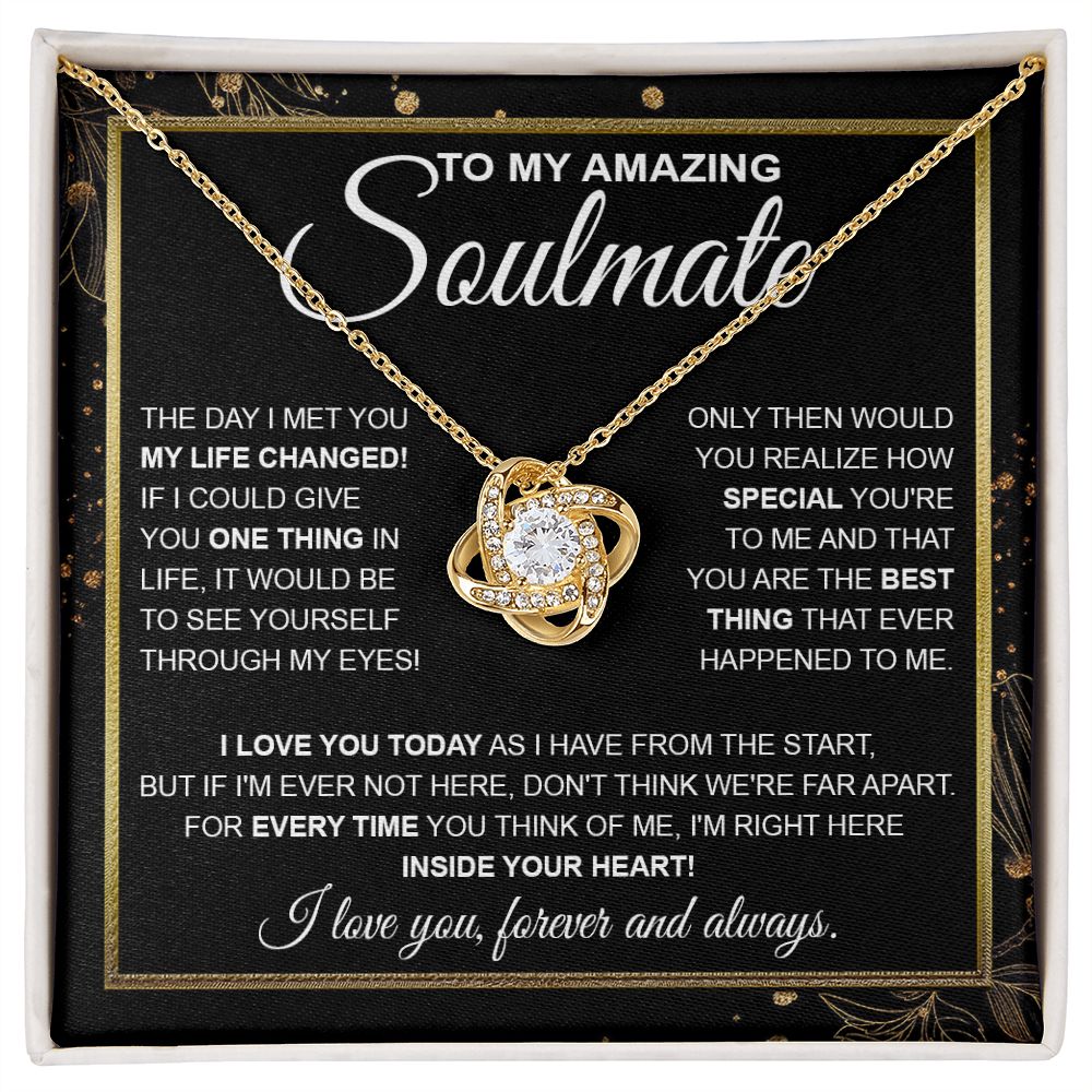 To My Amazing Solmate Necklace Gift From Husband To My Badass Wife Pendant Valentine Jewelry with Message Card and Gift Box. Gift for Wife. Necklace Gift Set for Wife Necklace Gifts Box Gift Box Styles Love knot Thang