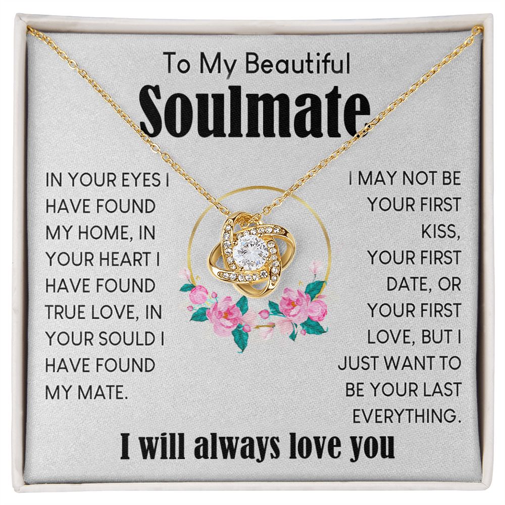 My Beautiful Soulmate Necklace To My Future Wife Gifts, Promise Necklace For Her, Fiance Gifts For Her, Valentine Gifts For Soulmate From Husband With Message Card Box LED, Soulmate Necklace For Women, To My Wife Necklace Love knot Thang