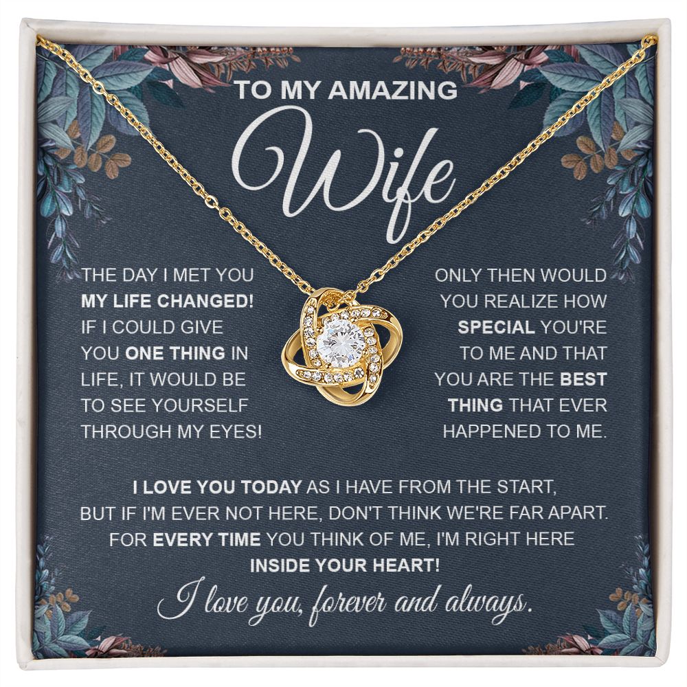 to My Wife Necklace, Soulmate Jewelry for Women, Wife Gifts from Husband, Wedding Necklace for Wife Soulmate Gifts Future Wife Necklace Message Card and Gift Box Styles on Birthday, Wedding, Anniversary, Valentine Love knot Thang