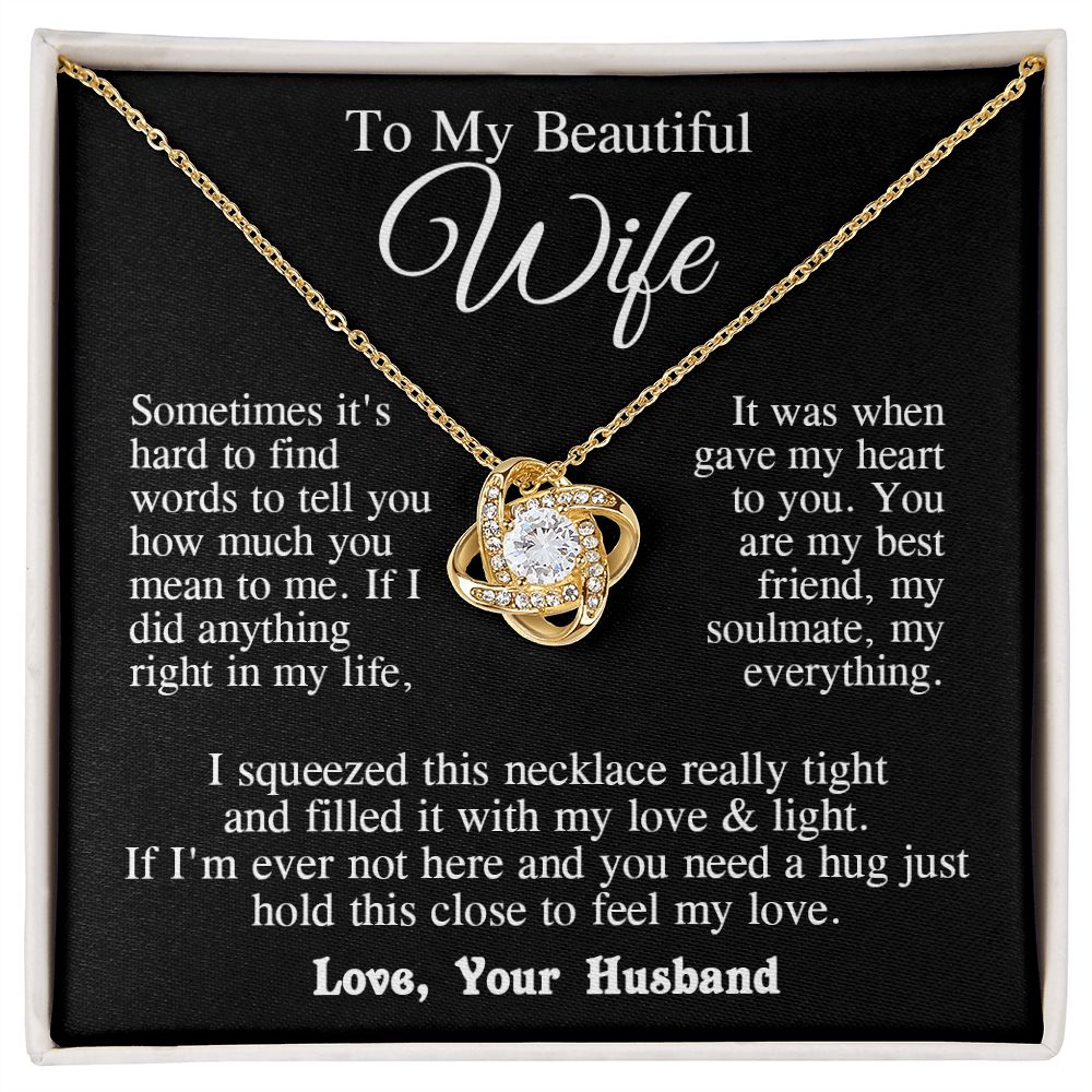 Wife Necklace from Husband, Wedding Anniversary Romantic Gifts for Wife from Husband to My Wife Necklaces for Wife Birthday Gifts, Wife Jewelry Necklace Message Card and Necklace Gift Box Gift Box Styles on Birthday, Wedding, Anniversary, Valentine Love k