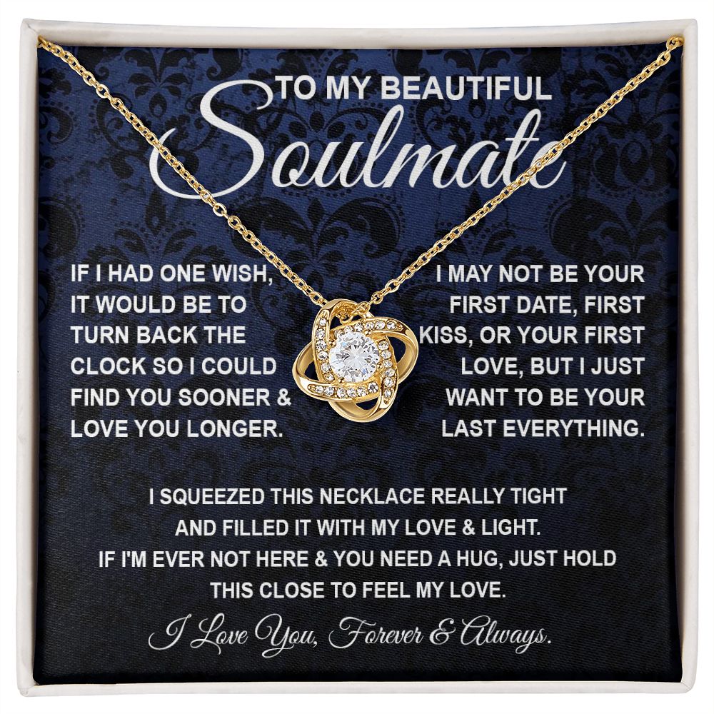 To My Beautiful Soulmate Necklace, Soulmate Jewelry For Women, Wife Necklace From Husband, Soulmate Gift For Her, To My Future Soulmate Necklace Message Card and Necklace Gift Box Gift Box Styles on Birthday, Wedding, Anniversary, Valentine Love knot Than