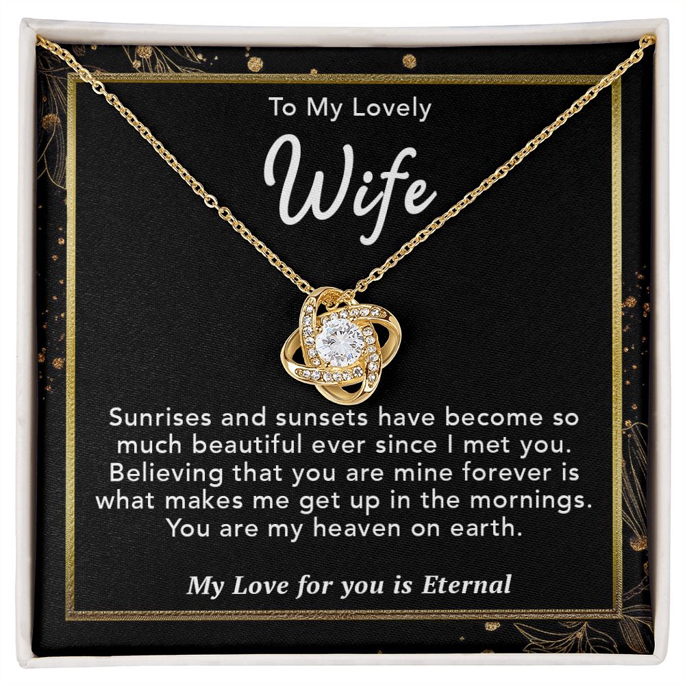 To My Lovely Wife Necklace Gift From Husband To My Badass Wife Pendant Jewelry with Message Card and Gift Box. Gift for Wife. Necklace Gift Set for Wife Necklace Gifts Box Gift Box Styles Love knot Thang