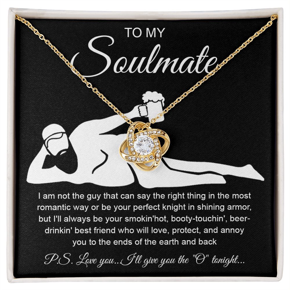 To My Soulmate Necklace For Women, Funny Gifts For Girlfriend,Valentine Christmas Presents For Girlfriend, Best Birthday Meaningful Gift Ideas For Wife, Women Romantic Jewelry For Her Anniversary Message Card and Gift Box Styles LOVE KNOT