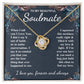 To My Beautiful Soulmate Necklace Gift for Her, Soulmate for Wife Valentine Gifts from Husband, Birthday for Women, Soulmate Gifts, Message Card and Necklace Gifts Box Gift Box Styles on Birthday, Wedding, Anniversary, Valentine Love knot Thang