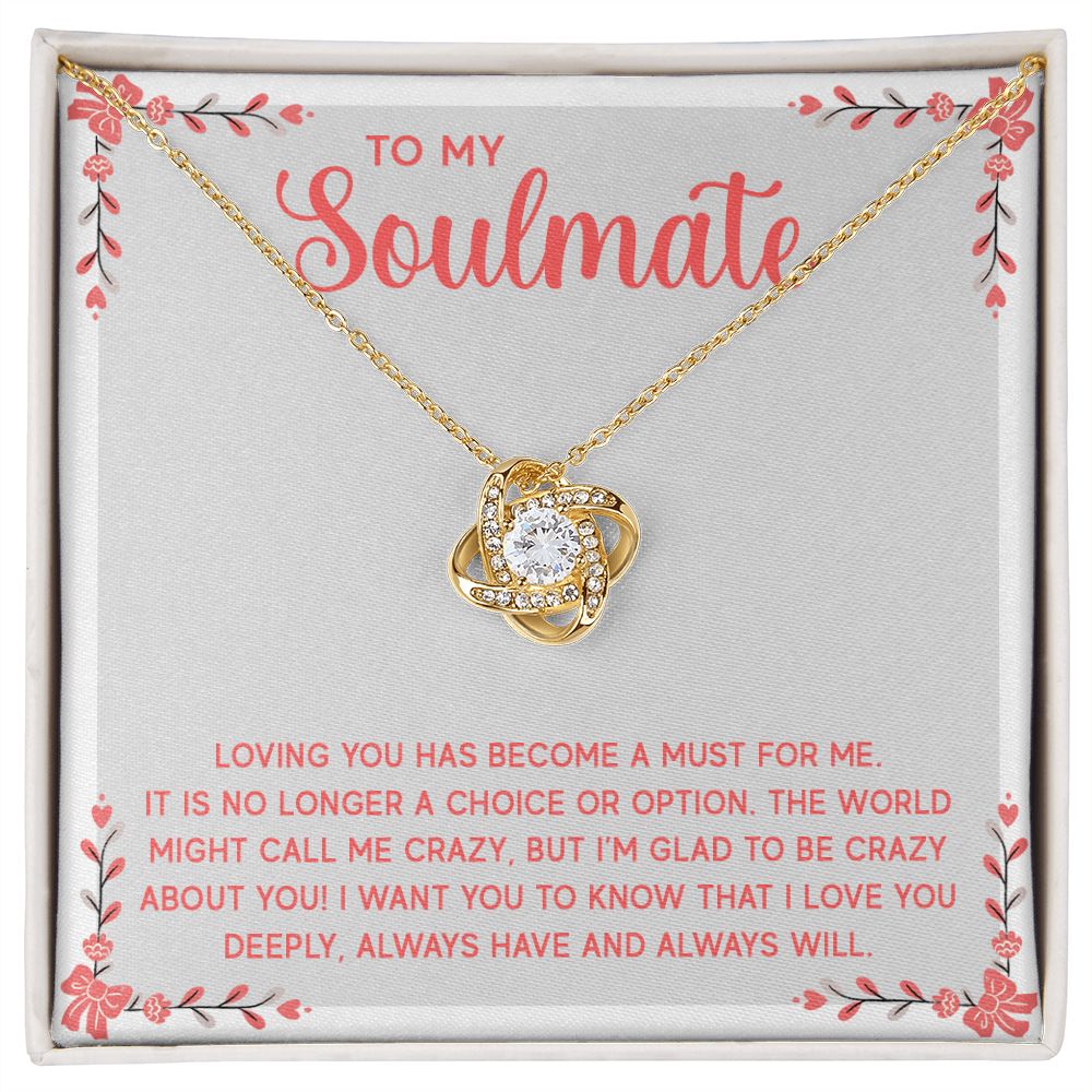 Couples Gifts, Soulmate Necklace Gifts From Husband, Wedding Anniversary Jewelry For Wife From Husband, Wife Birthday From Husband, To My Soulmate Message Card and Gift Box styles On Birthday, Christmas, Anniversary  Love knot Thang