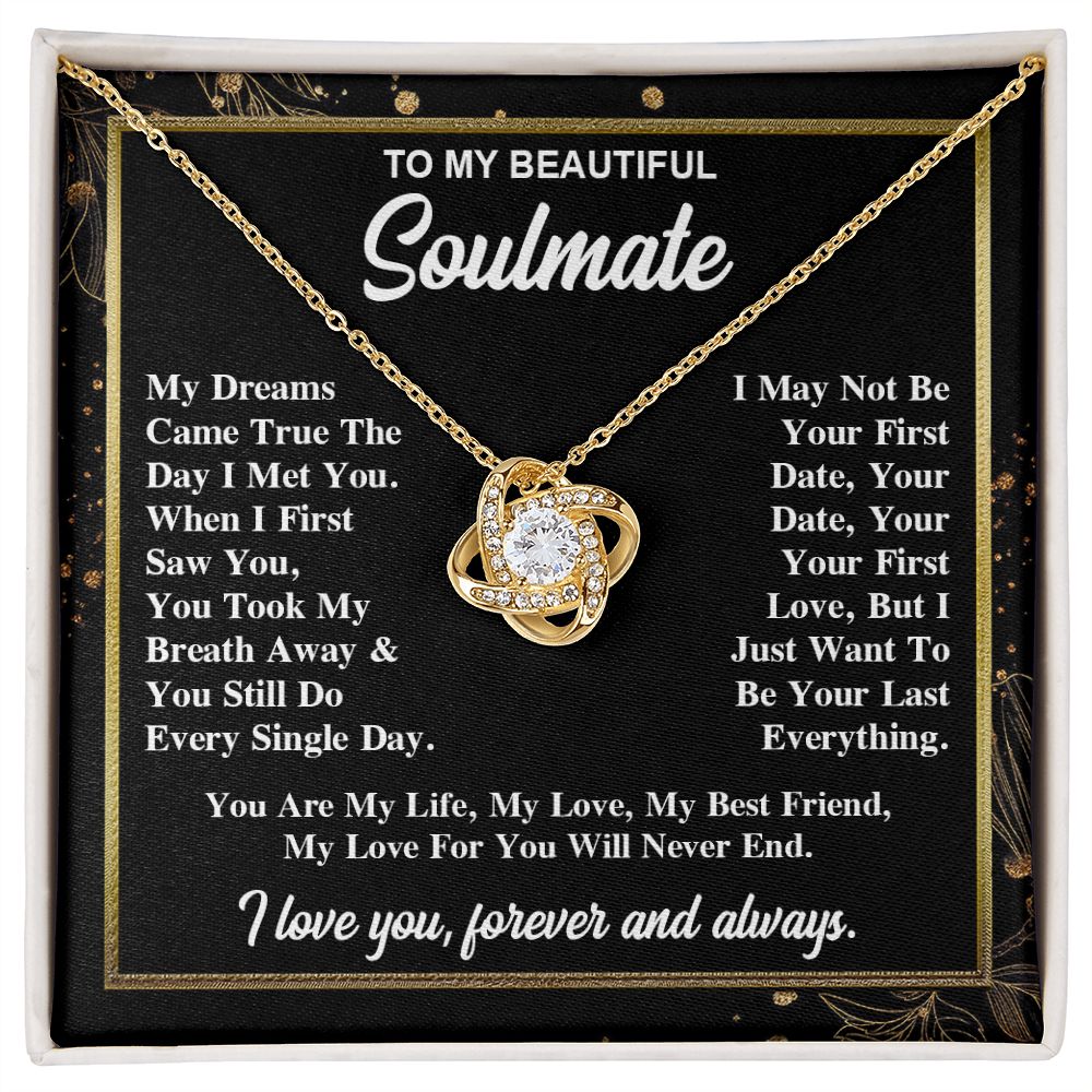 To My Soulmate Necklace Gift for Her, Soulmate Necklace, Necklaces for Wife from Husband, Birthday To My Wife Necklace, Soulmate Gifts, Necklace Message Card and Gift Box Styles on Birthday, Wedding, Anniversary, Valentine Love knot Thang