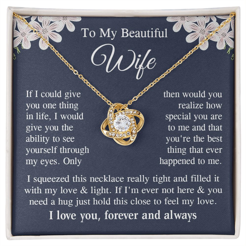 Wife Necklace Gift for Her, Soulmate Jewelry, Necklace for Future Wife, Wedding Anniversary Jewelry for Wife Necklace Gifts from Husband - Soulmate Gift Necklace with Message Card and Gift Box Love knot Thang