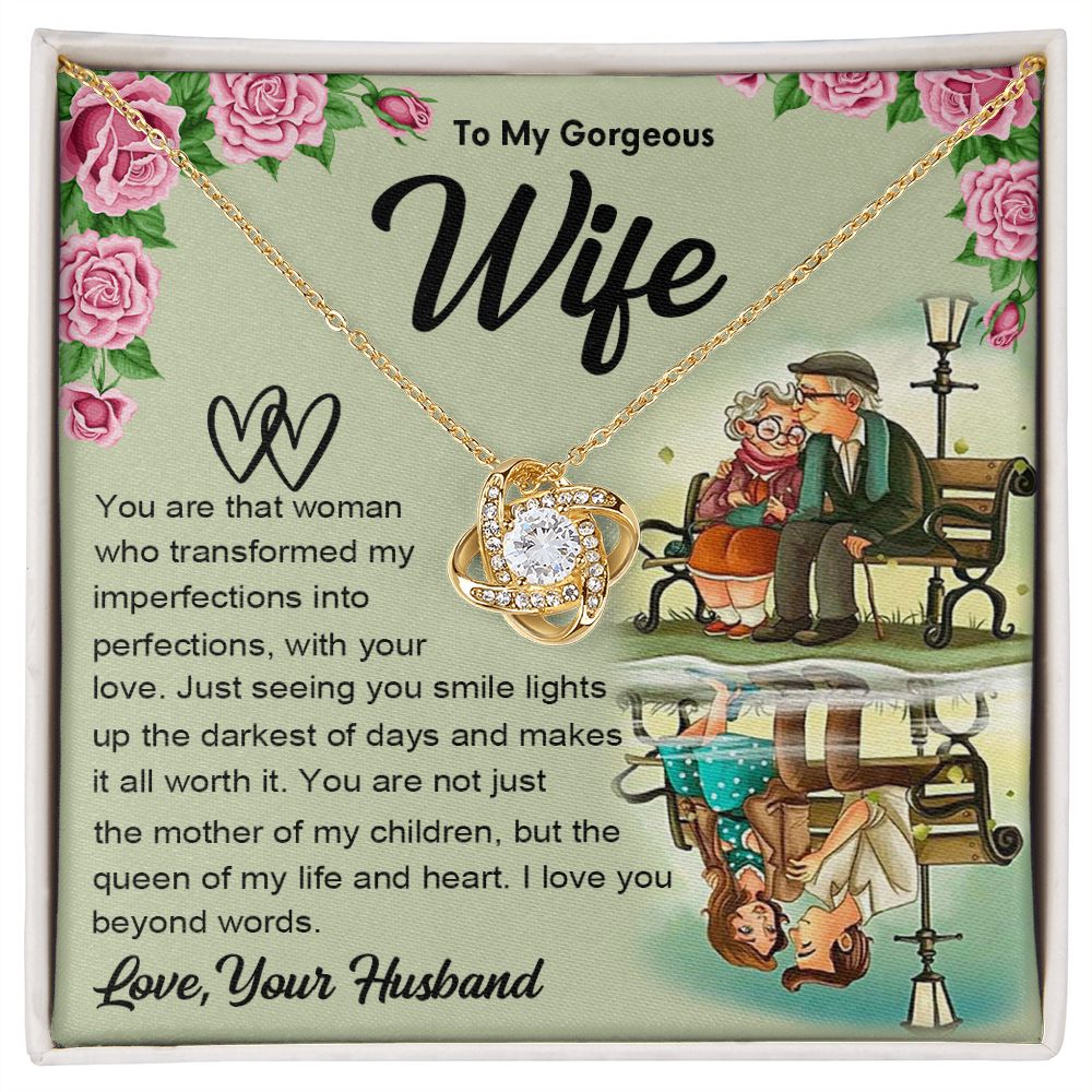 Couples Gifts Necklace To My Soulmate Necklace Gifts For My Wife with Future Wife Soulmate Girlfriend Necklaces Customer Name Message Card and Gift Box styles On Birthday, Christmas, Anniversary Love knot Thang