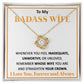Couples Gifts, To My Badass Dear Wife Necklace Gifts From Husband, Wedding Anniversary For Wife From Husband, Wife Birthday From Husband, Necklace Custom Name Message Card and Gift Box Styles on Birthday, Christmas, Wedding, Anniversary Love knot Thang