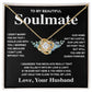 Soulmate Necklace Gift From Husband To My Badass Wife Pendant Valentines Day Anniversary Jewelry with Message Card and Gift Box. Gift for Wife. Necklace Gift Set for Wife Love knot Thang