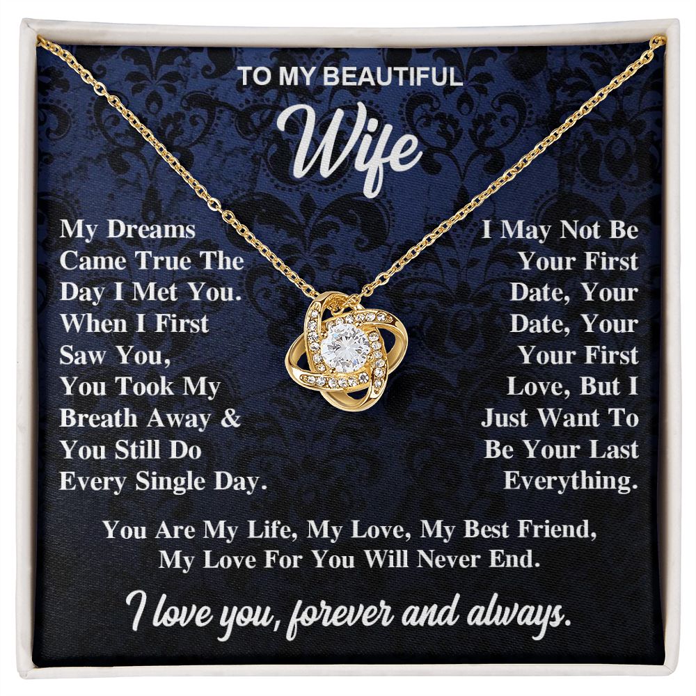 To My Wife Necklace Gift for Her, Soulmate Jewelry, Necklaces for Wife from Husband, Wedding To My Wife Necklace, Soulmate Gifts, Necklace Message Card and Gift Box Styles on Birthday, Wedding, Anniversary, Valentine Love knot Thang