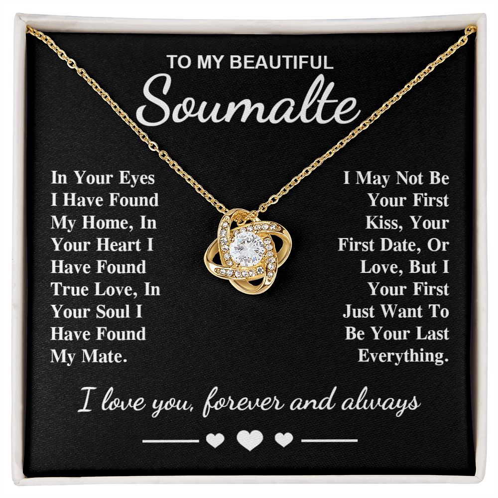 To My Beautiful Soulmate Necklace Gifts, Soulmate for Wife Birthday Gifts from Husband, Valentine for Women, Soulmate Gifts, Message Card and Necklace Gifts Box Gift Box Styles on Birthday, Wedding, Anniversary, Valentine Love knot Thang