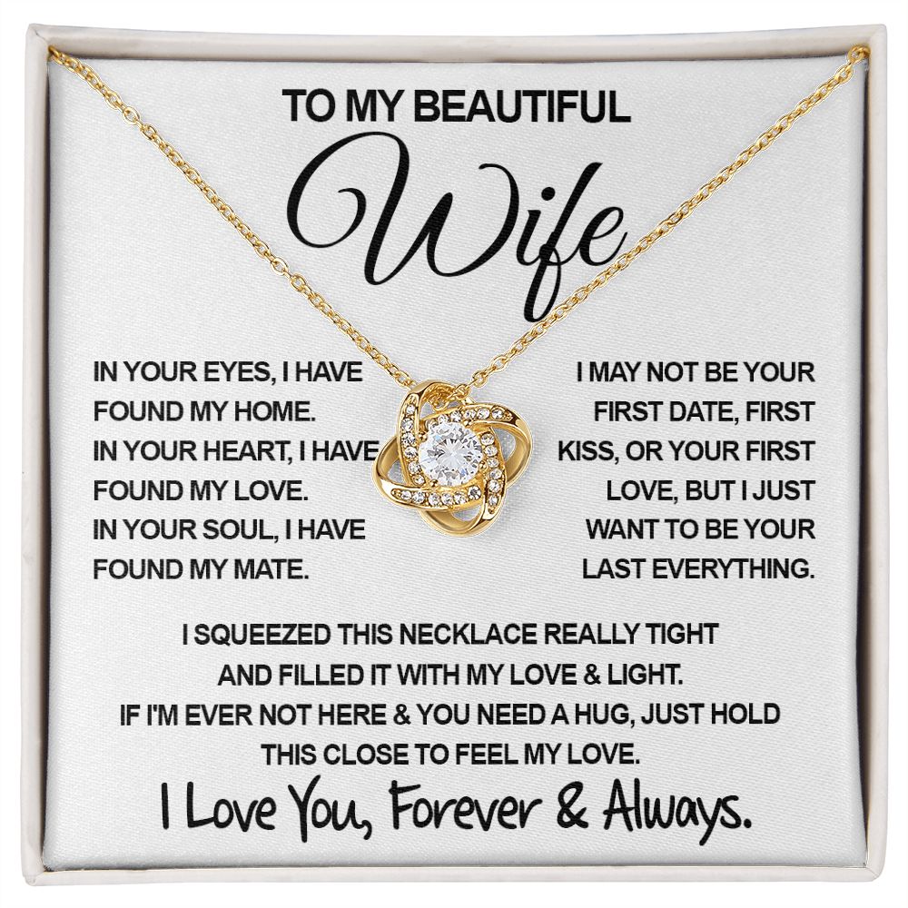 To My Beautiful Wife Necklace, Soulmate Jewelry For Women, Wife Necklace From Husband, Soulmate Birthday Gifts Necklace For Wife, Soulmate Gifts For Her, To My Future Wife Necklace Soulmate Love knot Thang