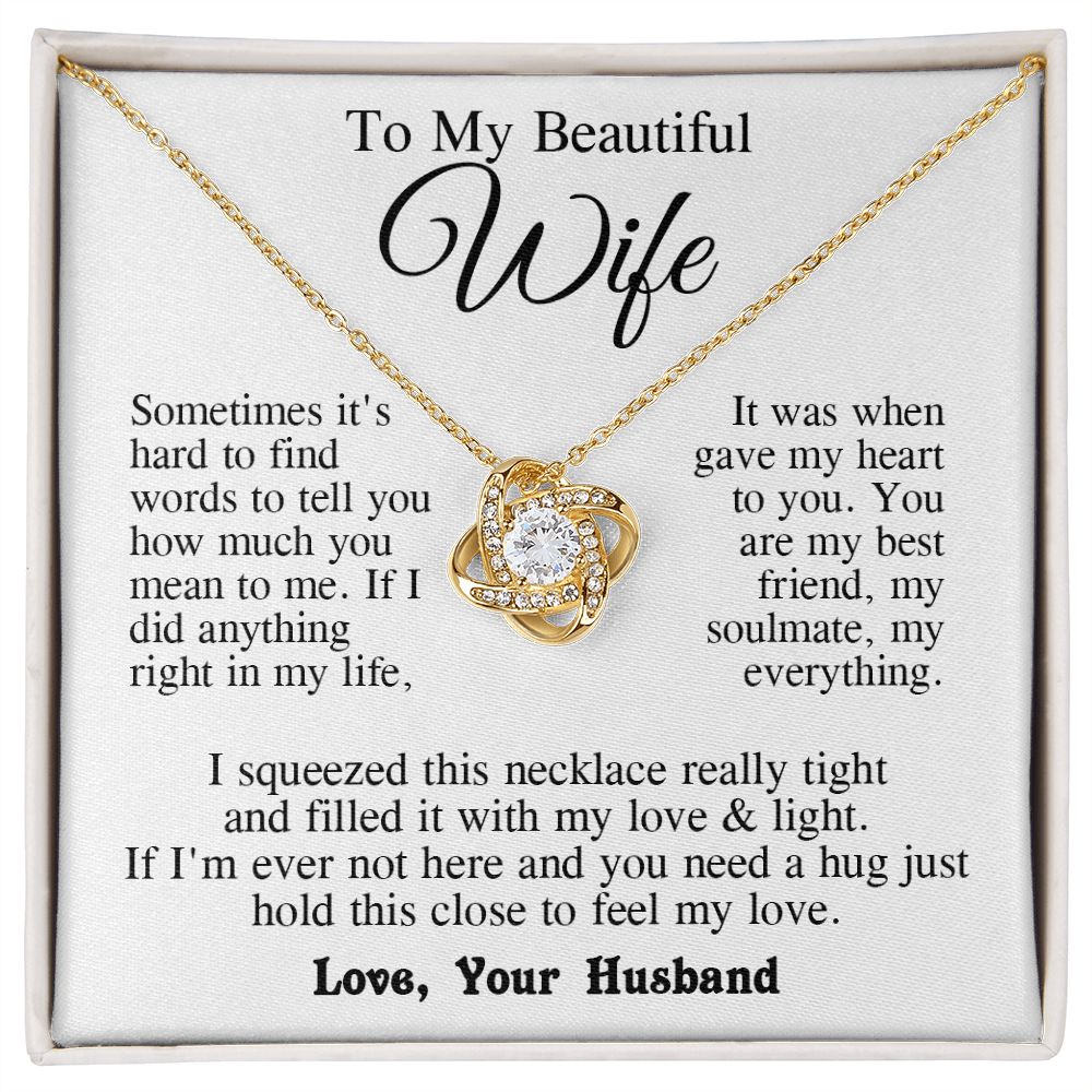 Wife Necklace from Husband, Anniversary Romantic Gifts for Wife from Husband to My Wife Necklaces for Wife Birthday Gifts, Wife Jewelry Necklace Message Card and Necklace Gift Box Gift Box Styles on Birthday, Wedding, Anniversary, Valentine Love knot Than