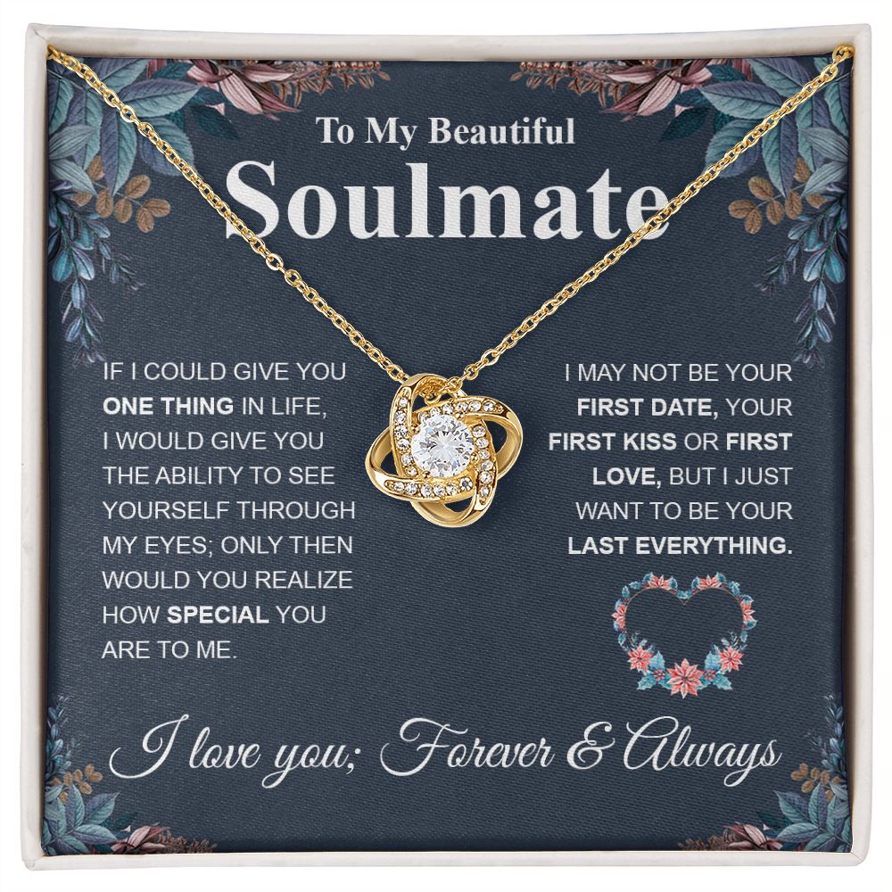 Beautiful Soulmate Necklace My Last Everything, Promise Necklace For Her, Fiance Gift For Her, Wedding Gifts For Future Wife With Message Card Box LED, Soulmate Necklace For Women, To My Wife Necklace Love knot Thang