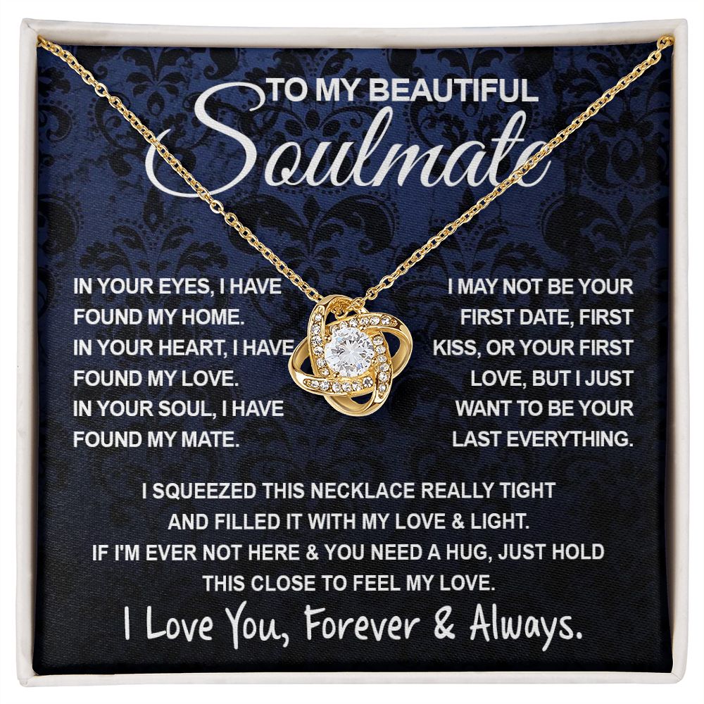 To My Beautiful Soulmate Necklace, Soulmate Jewelry For Women, Wife Necklace From Husband, Wife Anniversary Gifts Necklace For Wife, Soulmate Gifts For Her, To My Future Wife Necklace Soulmate Love knot Thang