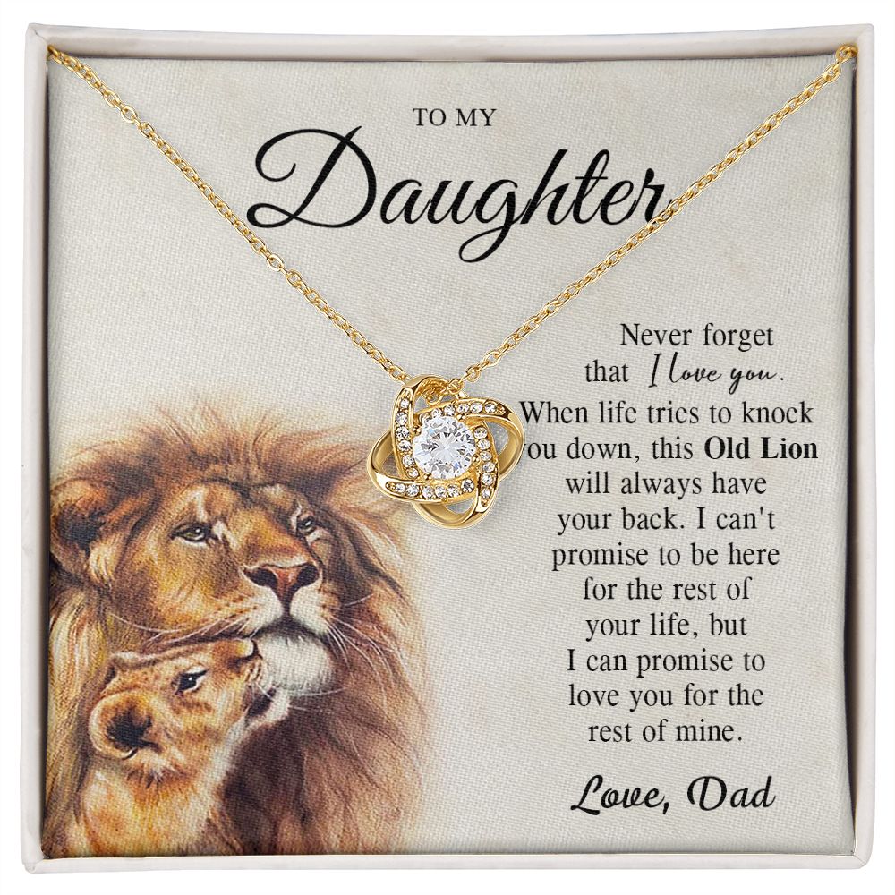 To My Daughter Gifts From Lion Dad, Father Daughter Gift, Daughter Necklace From Dad, Dad And Daughter, Necklace Gifts From Dad To Daughters, Lion Daughter Necklace, Necklace Message Card and Gift Box Styles on Birthday, Christmas, Valentine LOVE KNOT