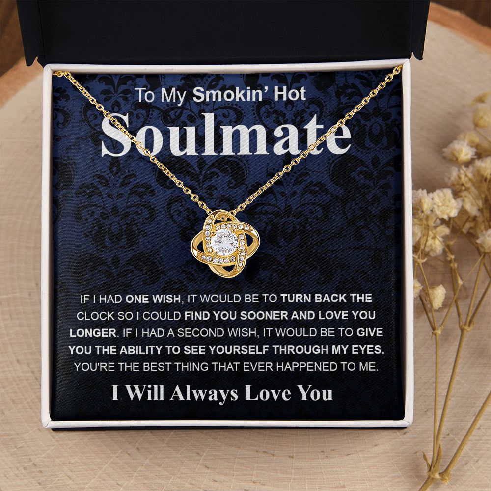 Gifts For Soulmate Birthday Gifts From Husband Necklace Valentines Day, Necklace for Future Soulmate, Wedding Valentine Jewelry for Wife Necklace Gifts from Husband - Soulmate Gift Necklace with Message Card and Gift Box Love knot Thang