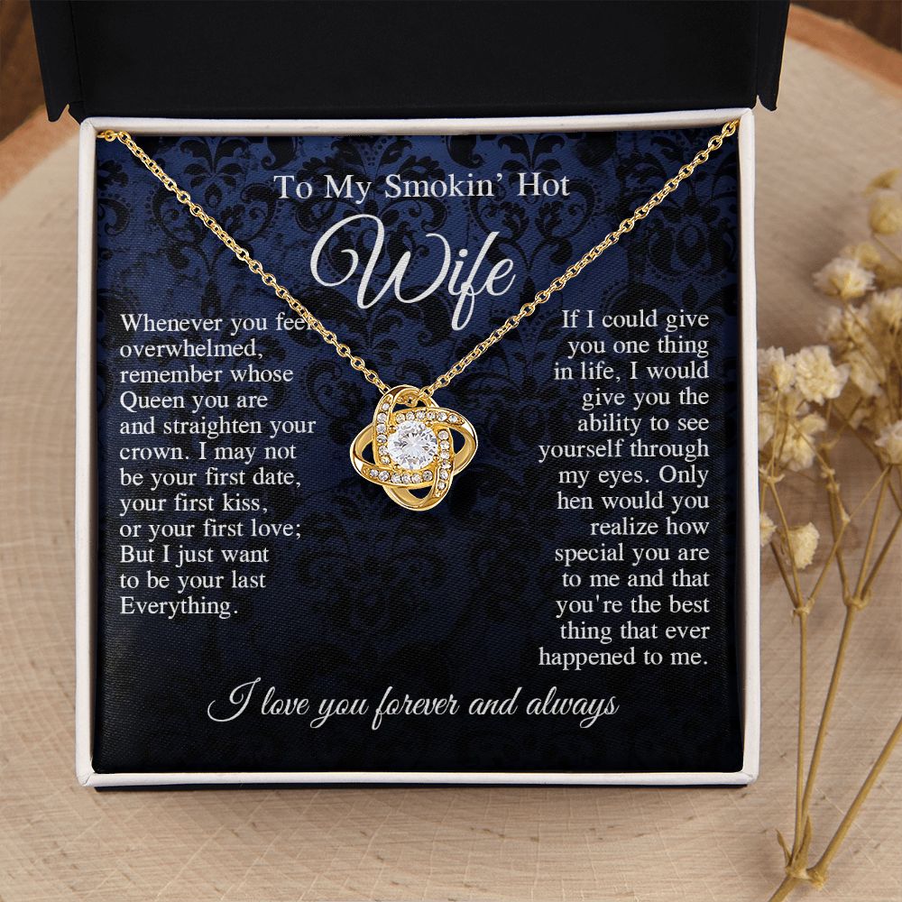 To My Beautiful Soulmate Necklace, Valentine Anniversary Jewelry Gift for Women, Anniversary Gifts For Wife From Husband To My Wife Necklace Message Card and Necklace Gift Box Gift Box Styles on Birthday, Wedding, Anniversary, Valentine Love knot Thang