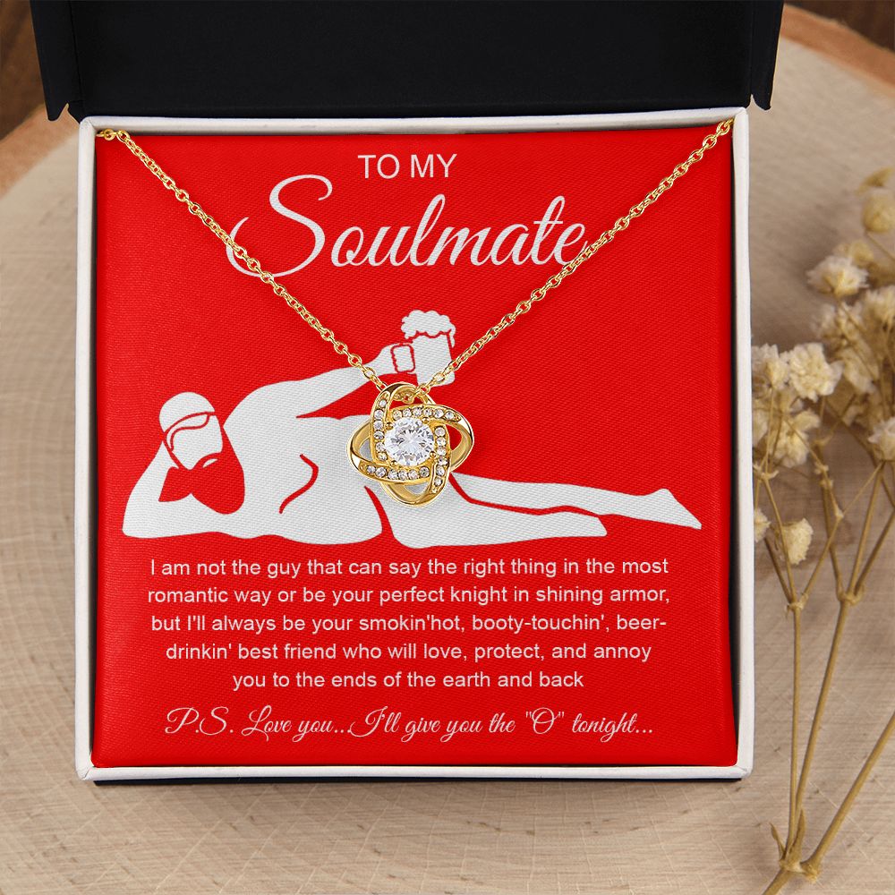 To My Soulmate Necklace For Women, Funny Gifts For Girlfriend,Valentine Presents For Girlfriend, Best Birthday Meaningful Gift Ideas For Wife, Women Romantic Jewelry For Her Anniversary Message Card and Gift Box Styles Love knot Thang