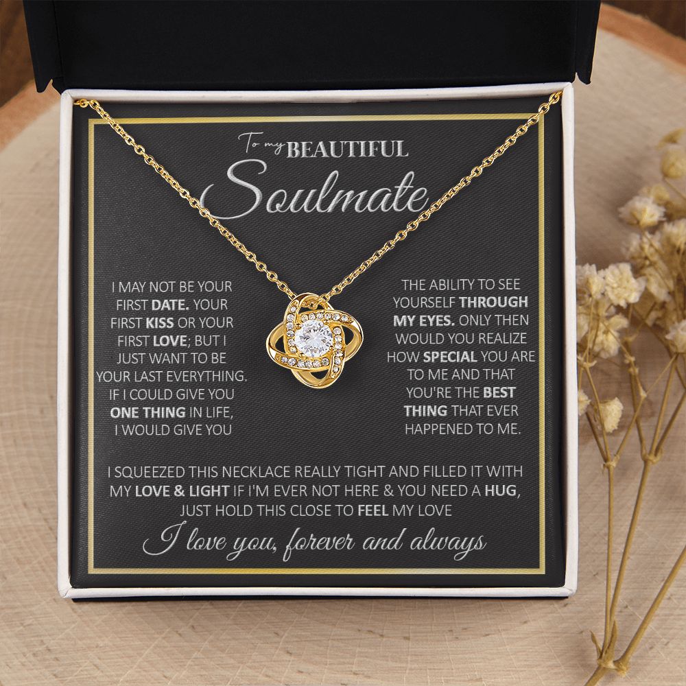 To My Future Wife Necklace, to my Wife Necklace, Necklaces For Wife From Husband, To My Beautiful Soulmate Necklace, Necklace Custom Name Message Card and Gift Box Styles on Birthday, Christmas, Wedding, Anniversary, Valentine Love knot Thang