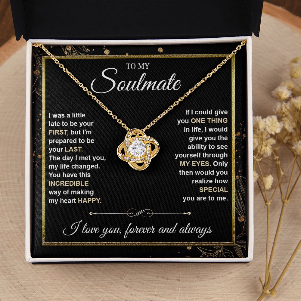 To My Soulmate Necklace gift Women, Necklaces For Wife from Husband, Soulmate Jewelry to My Future Wife Necklace and Necklace For Girlfriend with Message Card and Necklace Gift Box Gift Box Styles on Birthday, Christmas, Wedding, Anniversary Love knot Tha